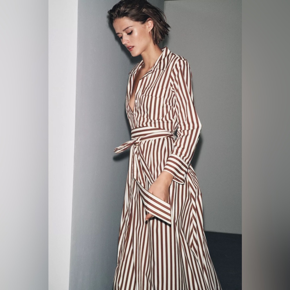 ZARA ZW COLLECTION STRIPED SHIRT DRESS - Picture 5 of 8